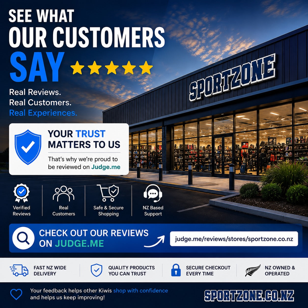 SportZone customer reviews on Judge.me – real feedback from New Zealand shoppers