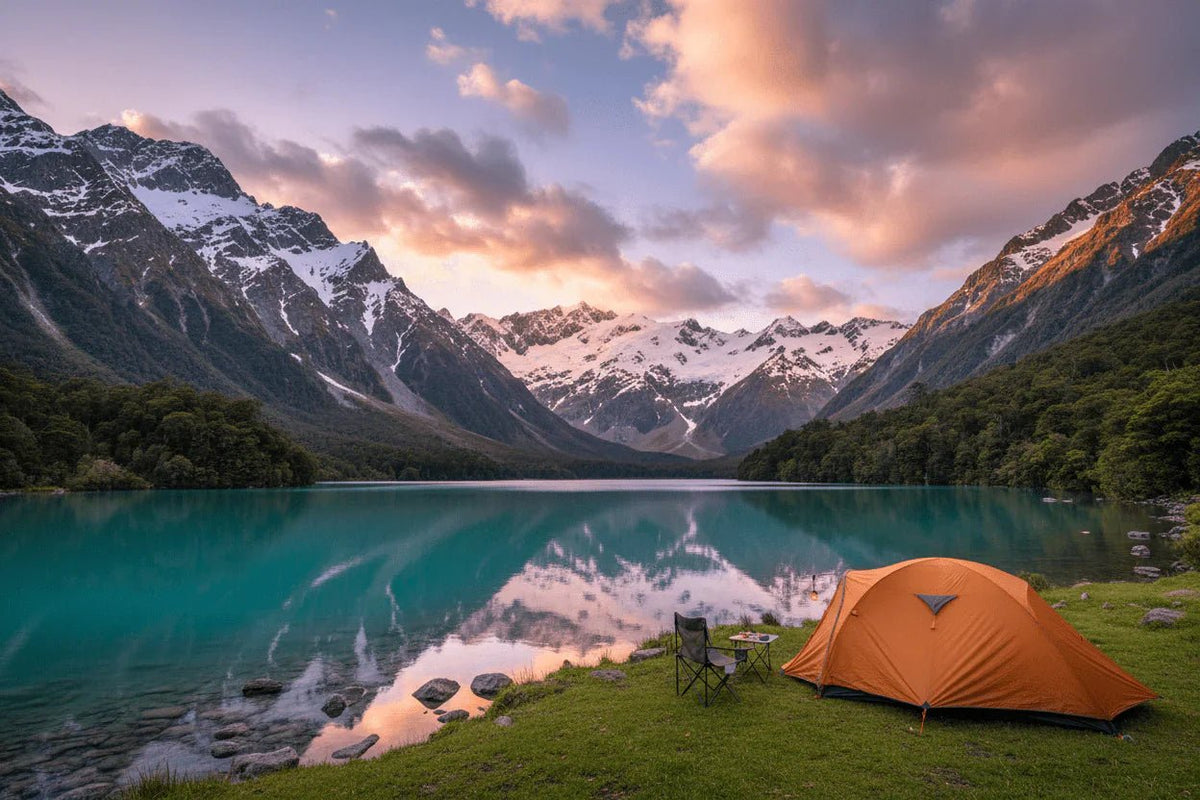 Camping tent set up outdoors