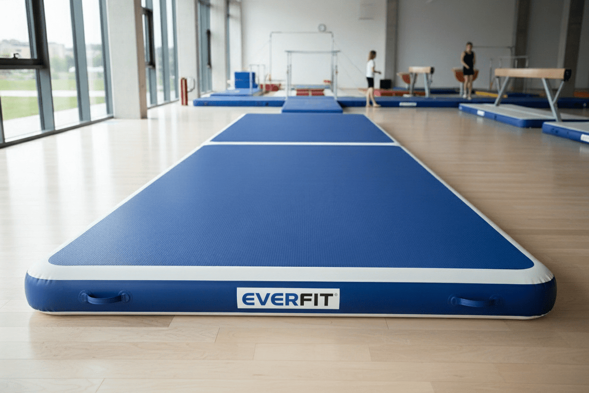 Inflatable air track mat for gymnastics and tumbling