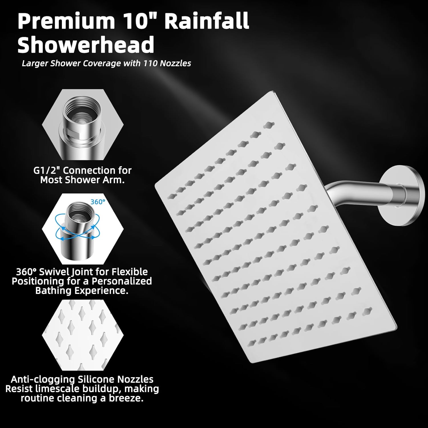 20" Showerhead with 10" Rainfall Showerhead - SportZone.co.nz