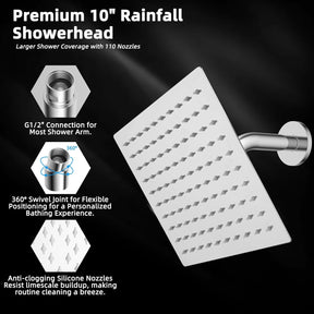 20" Showerhead with 10" Rainfall Showerhead - SportZone.co.nz