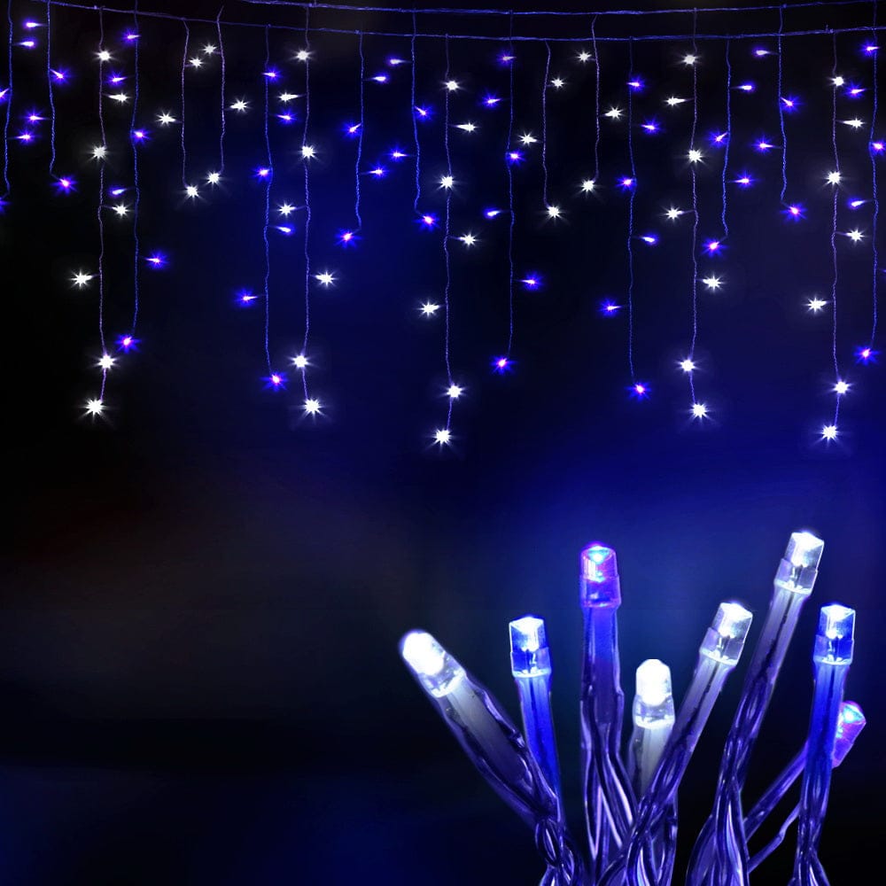 20M Christmas Lights Icicle Light 800 LED Blue White Decor Jingle Jollys - SportZone.co.nz