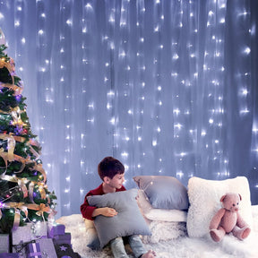 3X6M Christmas Lights Curtain Light Cool White 600 LED Jingle Jollys - SportZone.co.nz
