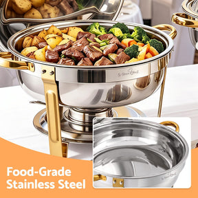 5-Star Chef 5L Chafing Dish Set 2-Pack, Food Warmer Catering Server Buffet - SportZone.co.nz