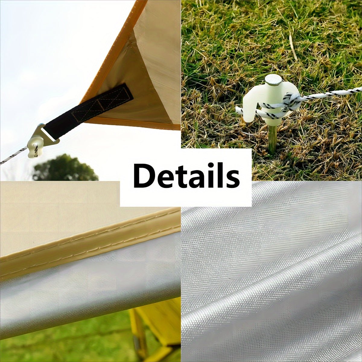 500*292 cm Large Square Camping Tarp Shelter - Waterproof, UV Protection, Sunshade Canopy Shelter for Camping, Hiking, Picnic - SportZone.co.nz