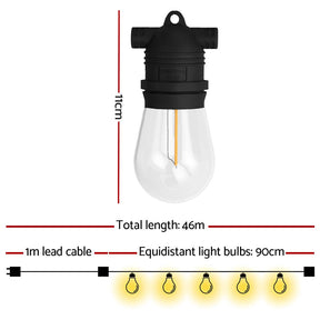 50m Festoon Lights Christmas Fairy String Lights Outdoor Party Garden Decor - SportZone.co.nz