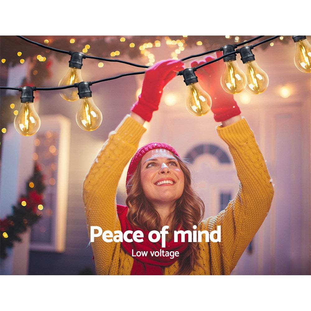 59m LED Festoon String Lights Outdoor Christmas Decorations Wedding Garden Party - SportZone.co.nz