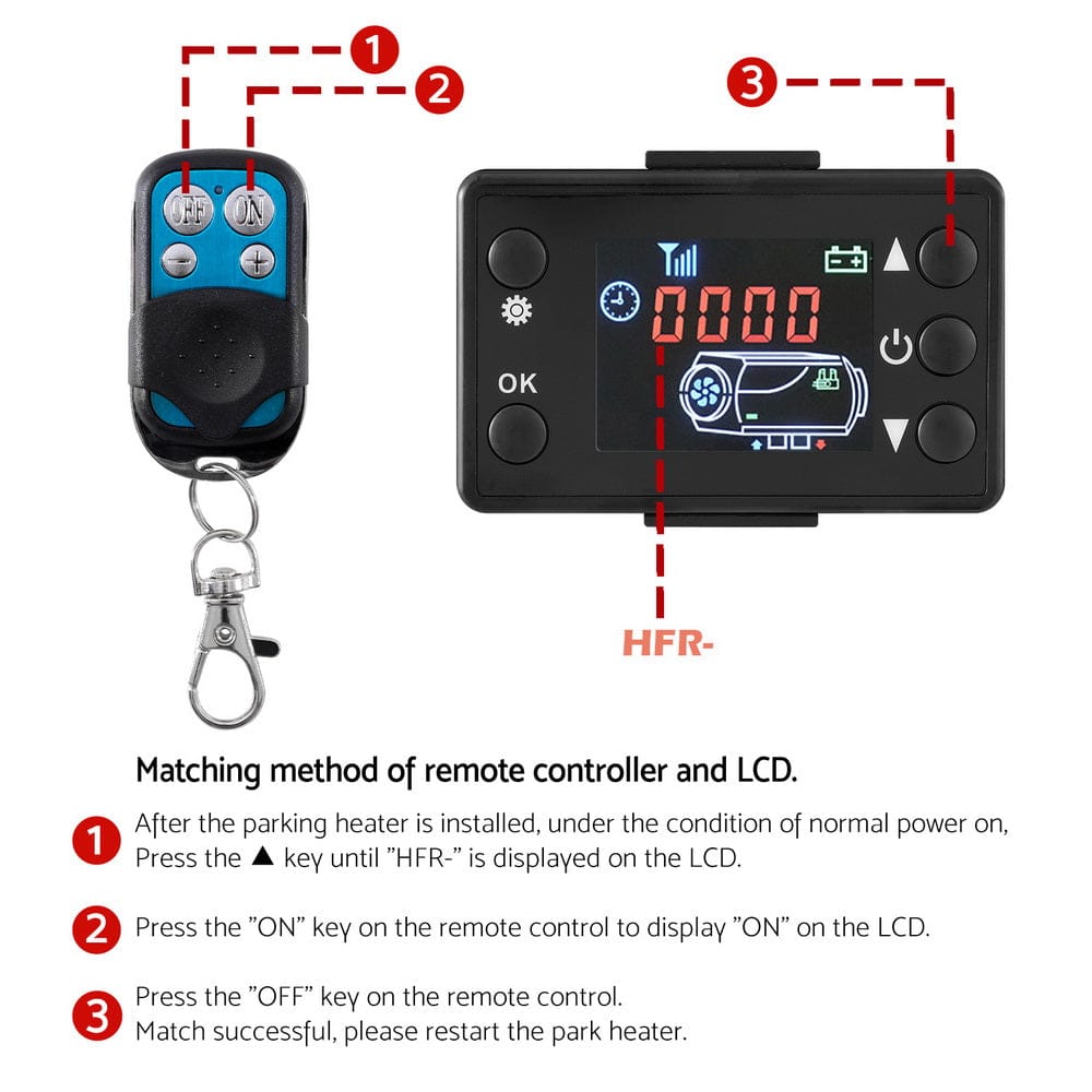 5KW Portable Diesel Air Heater Remote Control LCD Display Quick Heat Car RV Bus Boat - SportZone.co.nz