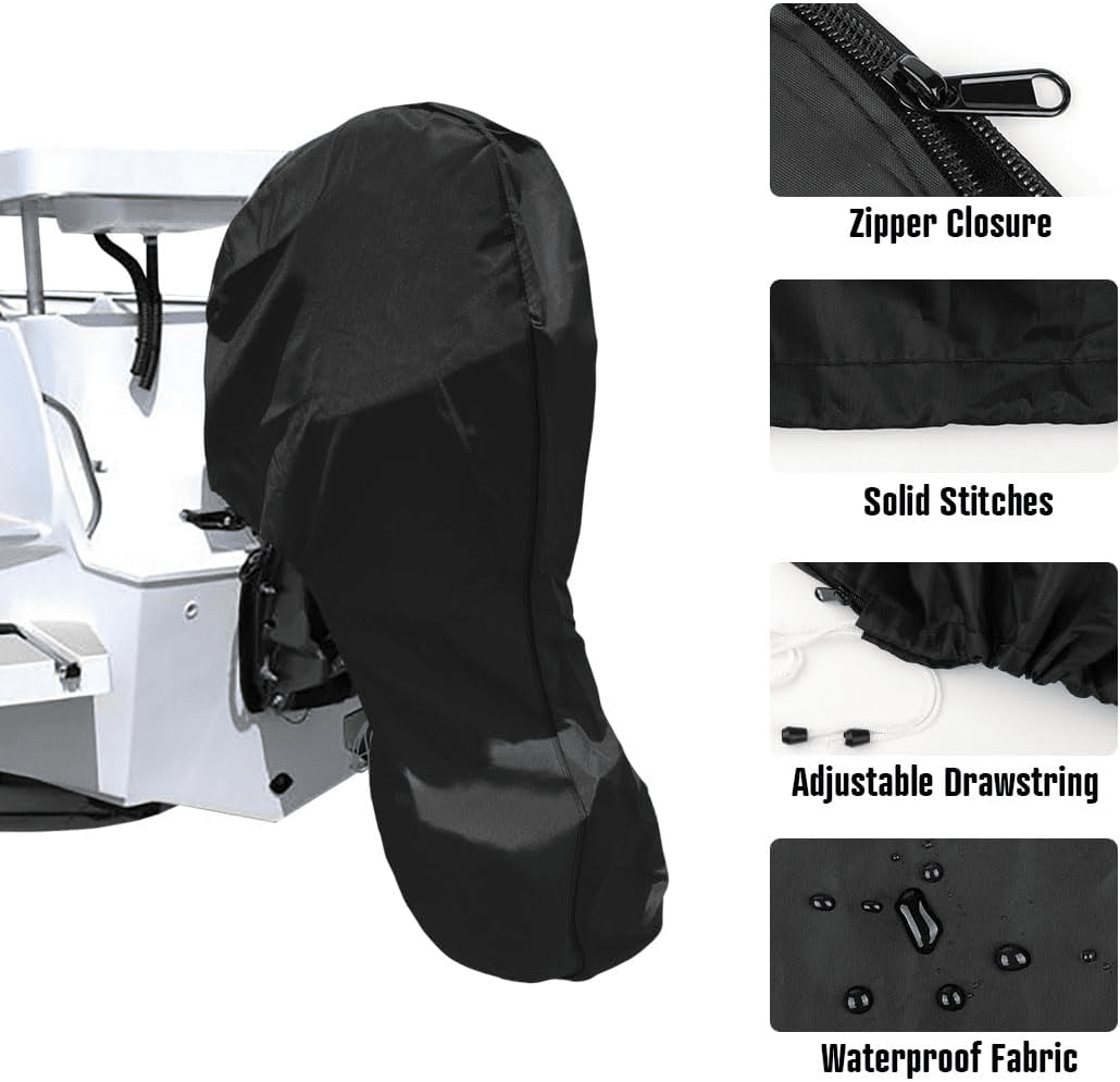 600D Oxford Cloth Outboard Motor Cover, Waterproof UV Resistant Boat Engine Protective Cover for Yacht Fishing Boat（15-20HP） - SportZone.co.nz