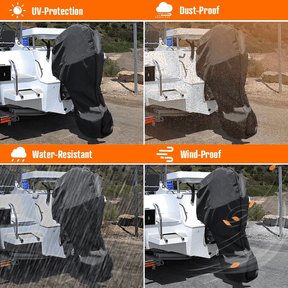 600D Oxford Cloth Outboard Motor Cover, Waterproof UV Resistant Boat Engine Protective Cover for Yacht Fishing Boat（15-20HP） - SportZone.co.nz