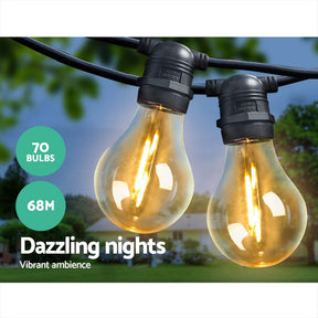 68m LED Festoon String Lights Outdoor Christmas Decorations Wedding Garden Party - SportZone.co.nz