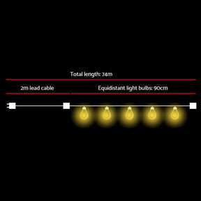 74m LED Festoon String Lights Outdoor Christmas Wedding Waterproof Garden Decor - SportZone.co.nz