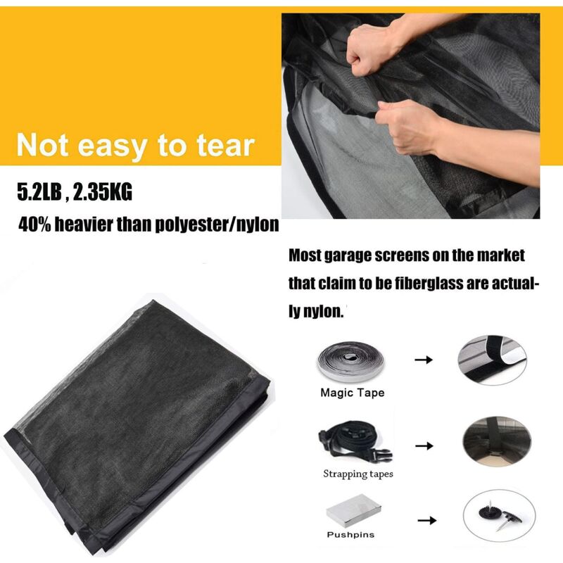 8Ftx7Ft Magnetic Garage Door Screen For 1 Car Garage Doors, Reinforced Fiberglass Garage Screen, Hands Free，Magnetic - SportZone.co.nz