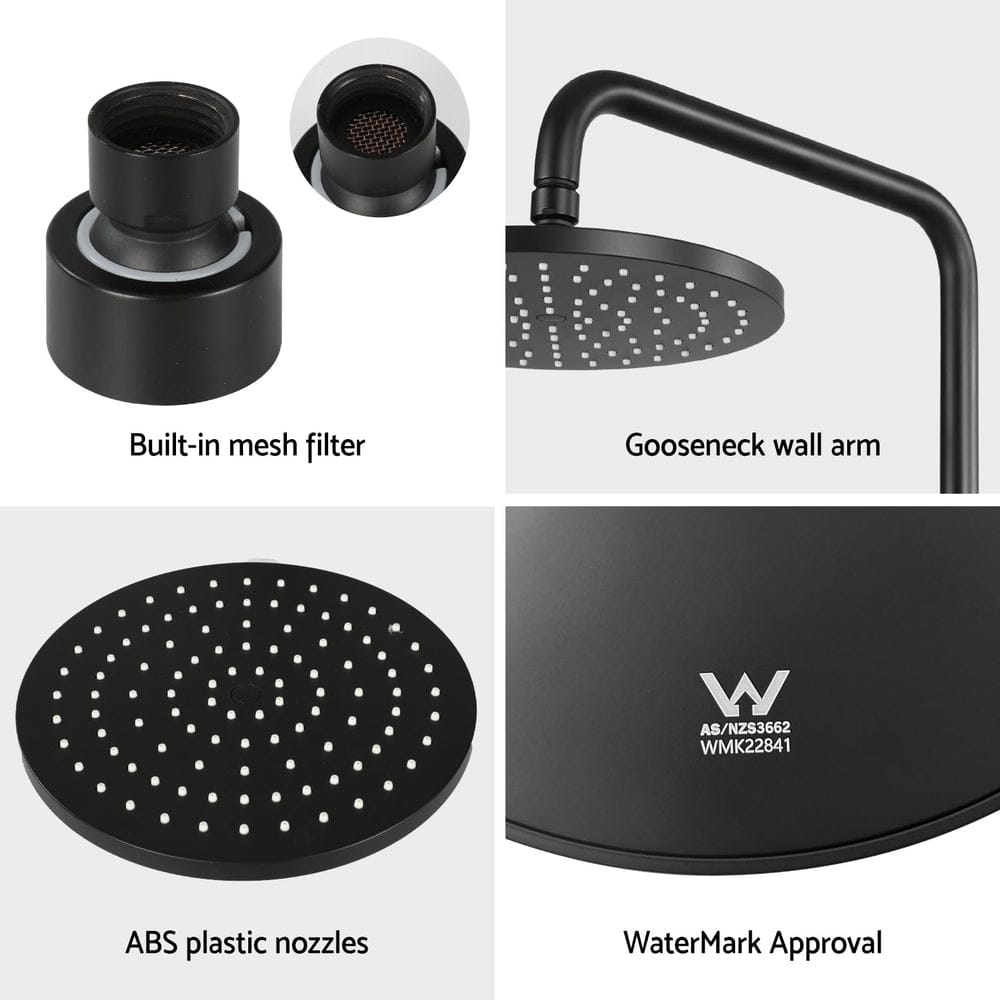 9'' Rain Shower Head Overhead High - pressure Swivel Black - SportZone.co.nz