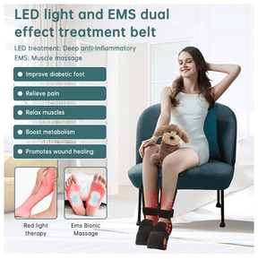 90W Red Light Therapy Belt with EMS Massage Heat Pulse Red &amp; Infrared LED 760mm - SportZone.co.nz