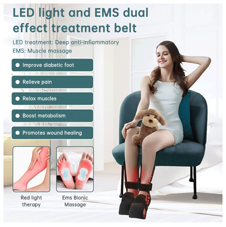 90W Red Light Therapy Belt with EMS Massage Heat Pulse Red &amp; Infrared LED 760mm - SportZone.co.nz