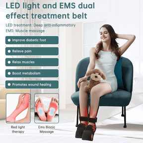 90W Red Light Therapy Belt with EMS Massage Heat Pulse Red &amp; Infrared LED 760mm - SportZone.co.nz