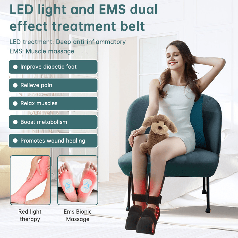 90W Red Light Therapy Belt with EMS Massage Heat Pulse Red &amp; Infrared LED 760mm - SportZone.co.nz