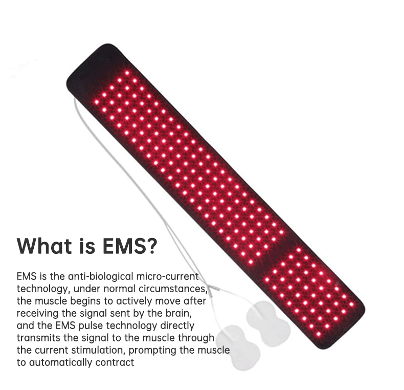 90W Red Light Therapy Belt with EMS Massage Heat Pulse Red &amp; Infrared LED 760mm - SportZone.co.nz