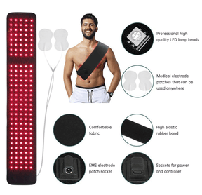 90W Red Light Therapy Belt with EMS Massage Heat Pulse Red &amp; Infrared LED 760mm - SportZone.co.nz