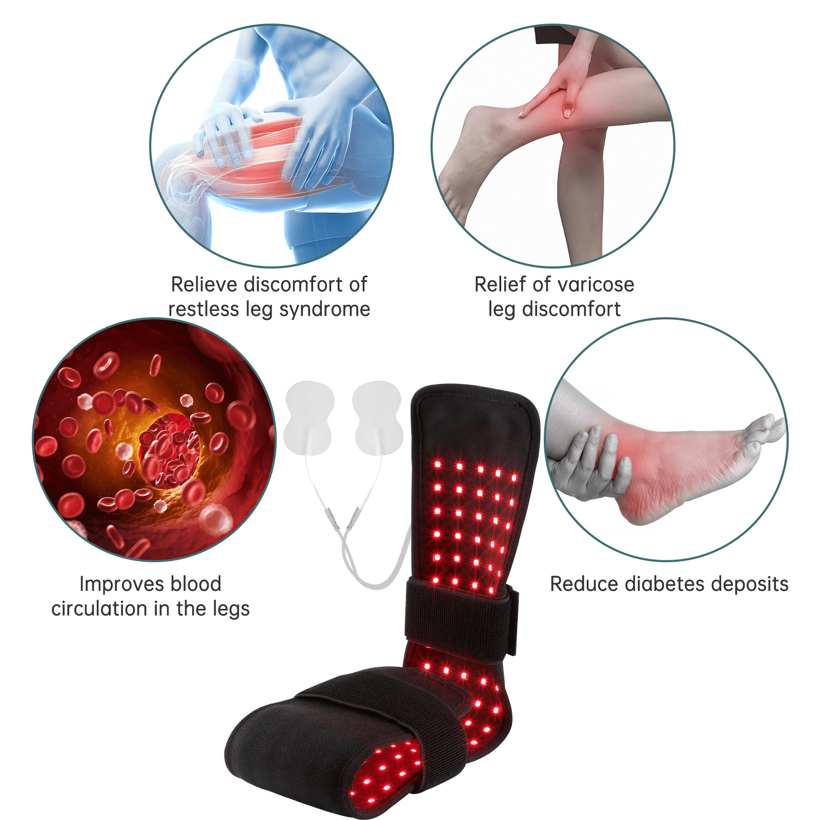 90W Red Light Therapy Belt with EMS Massage Heat Pulse Red &amp; Infrared LED 760mm - SportZone.co.nz
