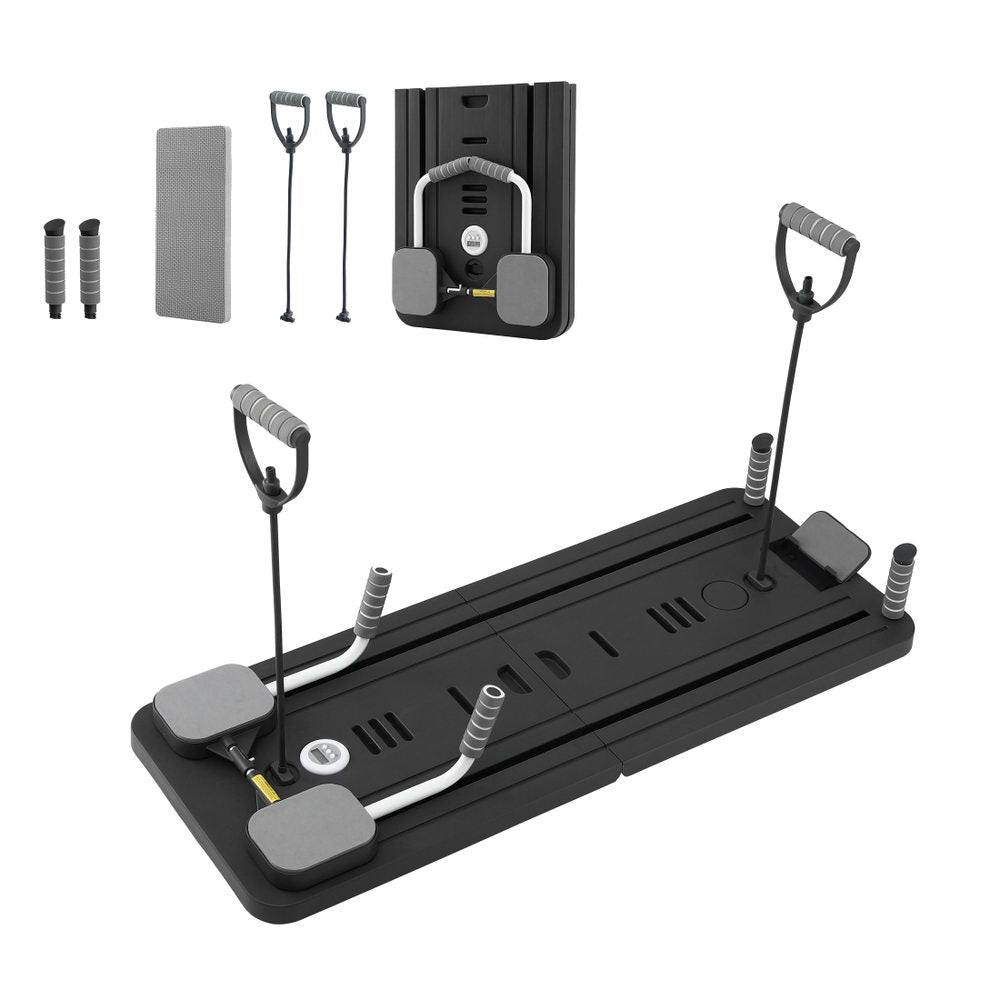 Everfit Pilates Reformer Abdominal Exercise Board Push Up Set Fitness Black