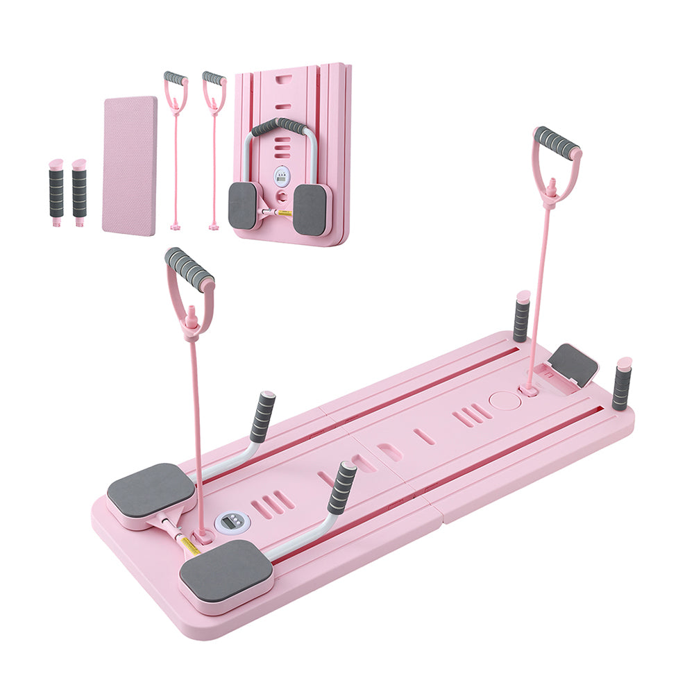 Everfit Pilates Reformer Abdominal Exercise Board Push Up Set Fitness Pink