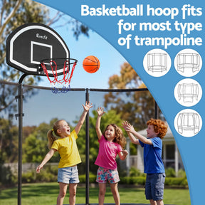 Everfit Kids Basketball Hoop with Ball and Pump Fit for Trampoline 25mm-32mm Poles Black
