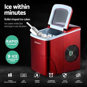 Devanti 12kg Ice Maker Machine Red