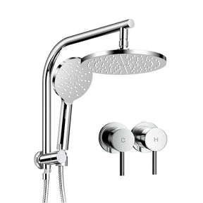 Cefito 9'' Rain Shower Head Set Handheld Round High Pressure Twins Tap Chrome