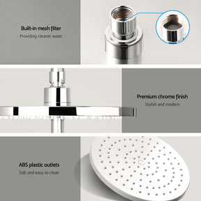 Cefito 9'' Rain Shower Head Set Handheld Round High Pressure Twins Tap Chrome