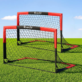 Everfit Pop Up Soccer Goal Nets Heavy Duty Portable Kids Training Set 2 Pcs Red
