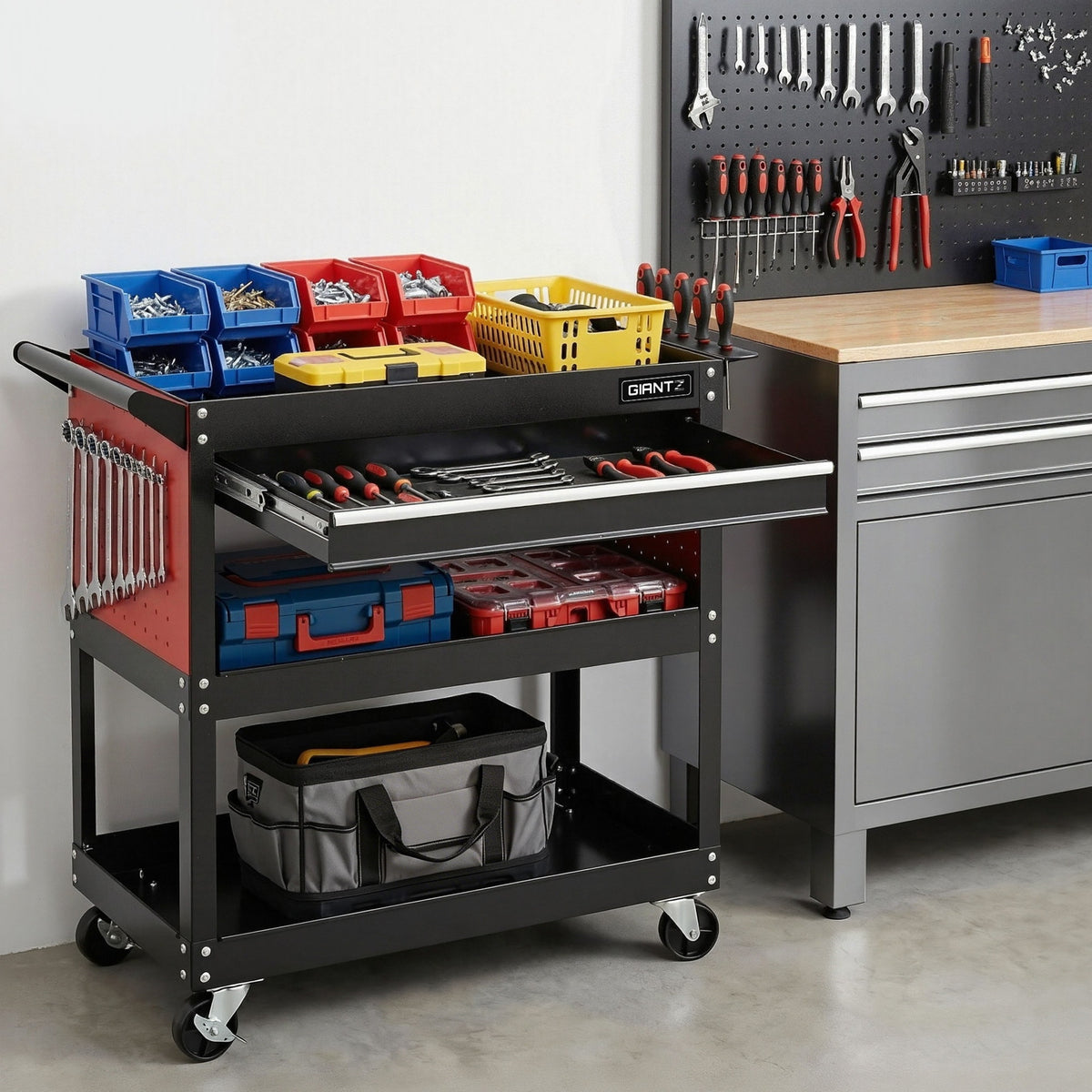 Giantz Tool Trolley Cart Rolling Cabinet with Drawer Workshop Garage Storage