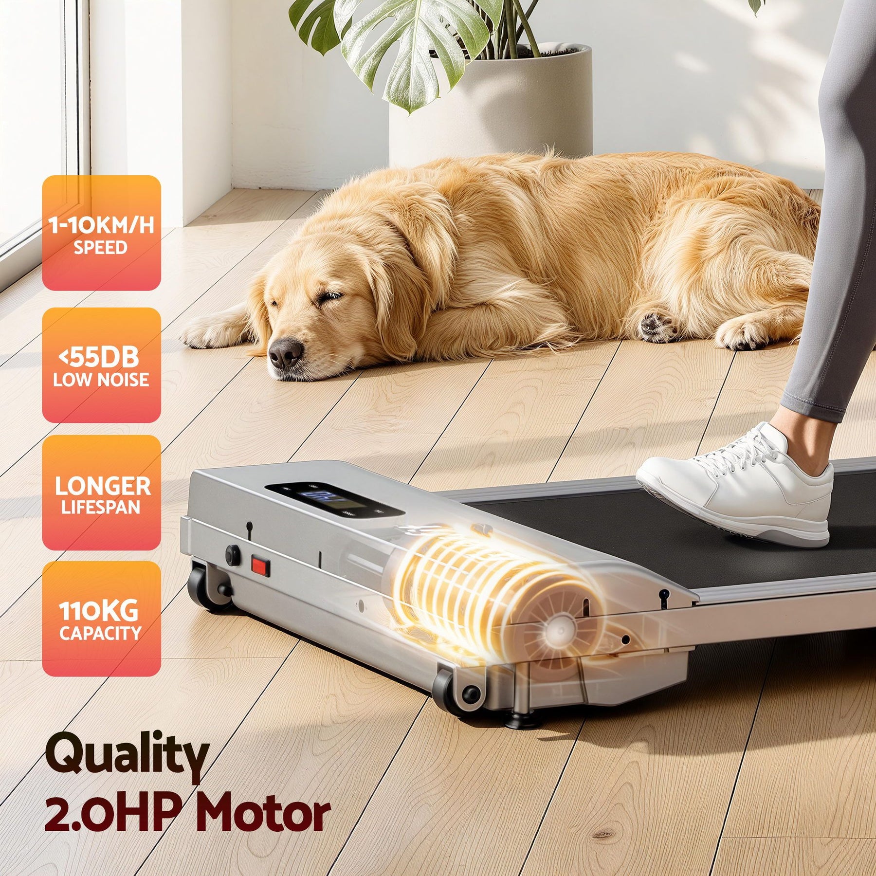 Everfit 3 in 1 Walking Pad Treadmill 12% Incline Under Desk Treadmills for Home Gym With 38cm Wide Belt Silver