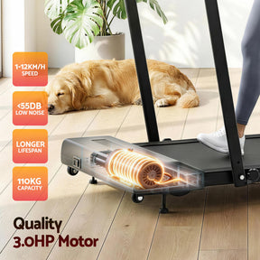 Everfit 3 in 1 Treadmill Electric Walking Pad Under Desk Office Home Gym Incline 380mm Black