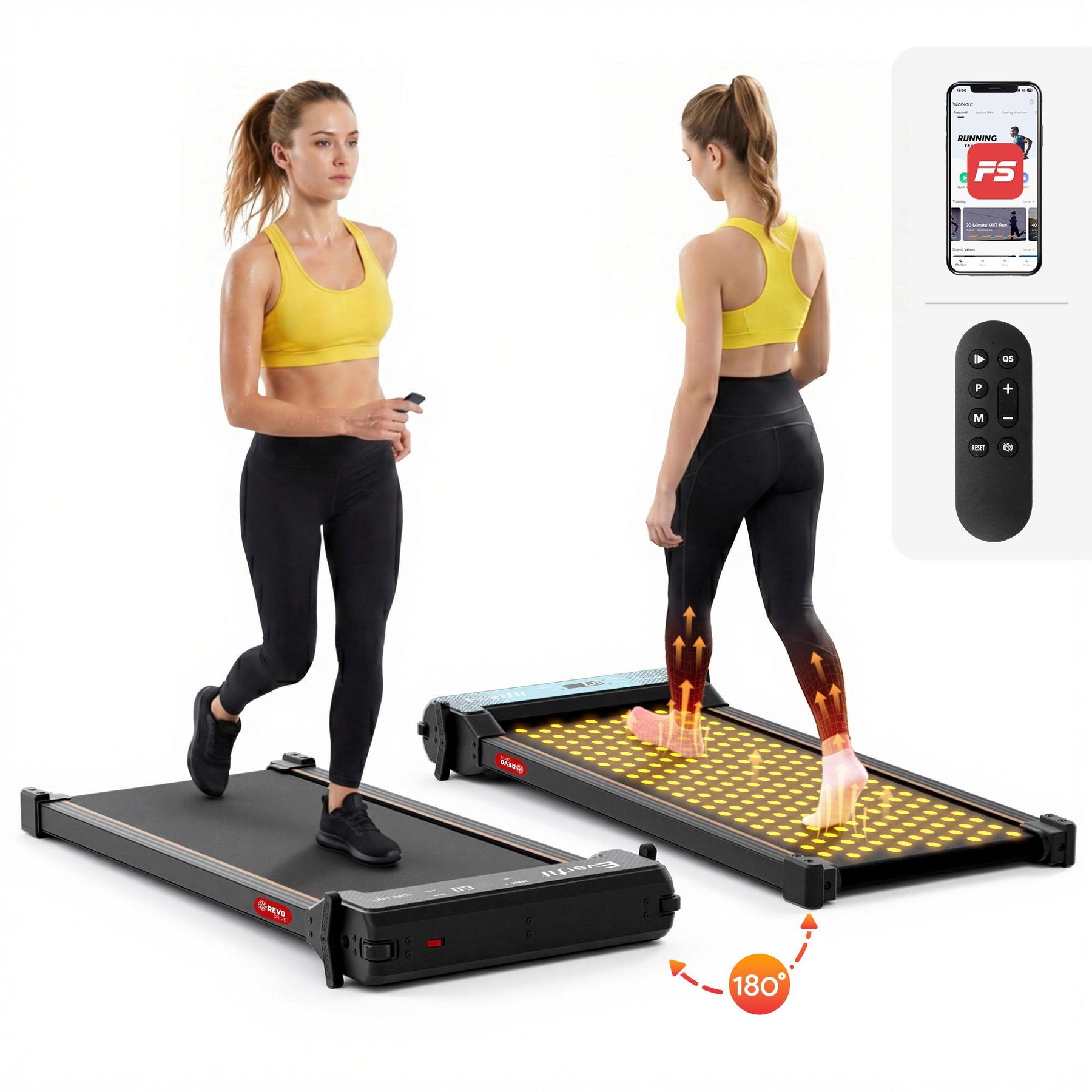 Everfit 2-in-1 Walking Pad Treadmill Under Desk with App & Foot Massage