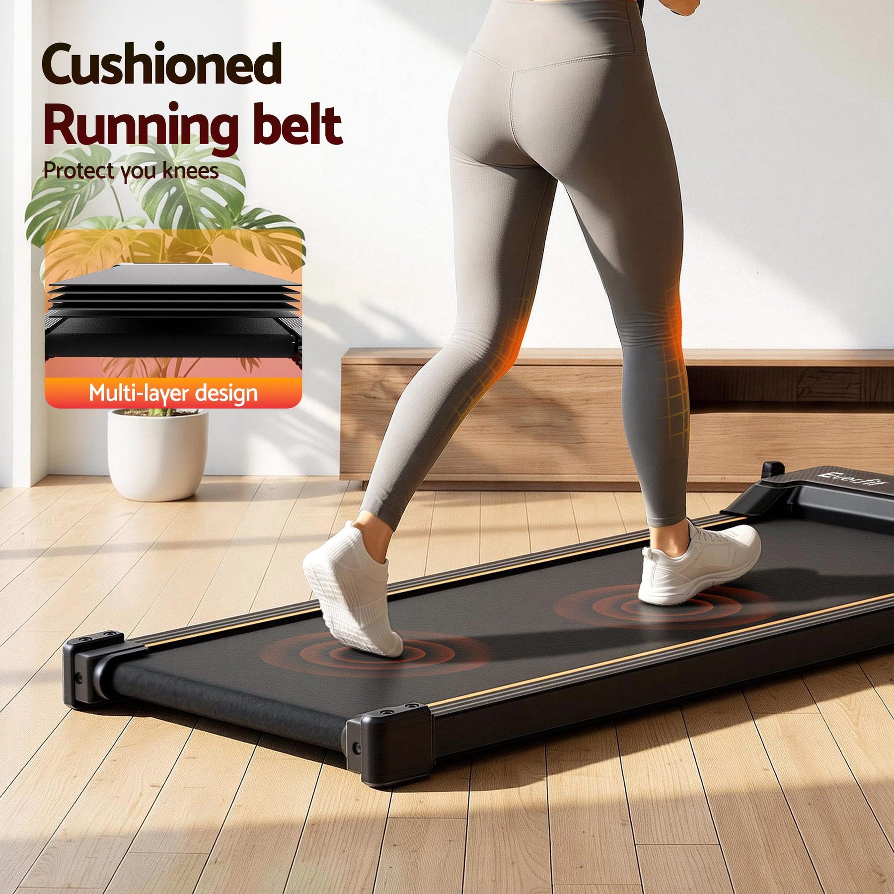 Everfit 2-in-1 Walking Pad Treadmill Under Desk with App & Foot Massage