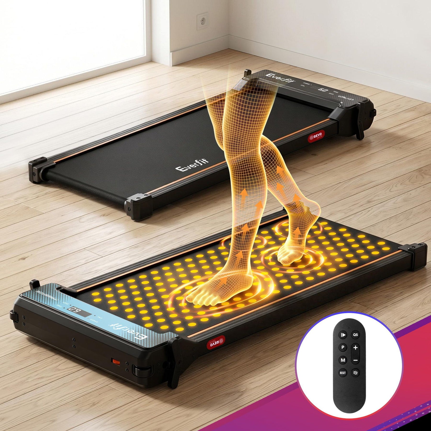 Everfit 2-in-1 Walking Pad Treadmill Under Desk with App & Foot Massage