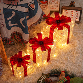 Trendbay 3pcs Christmas Gift Box Lights Transparent Decorative Boxes