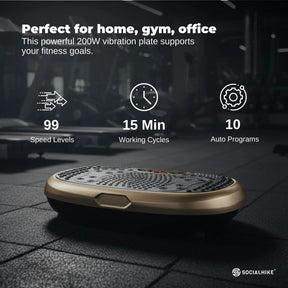 Social Hike 60cm Vibration Plate Machine Full Body Exercise Platform Gold