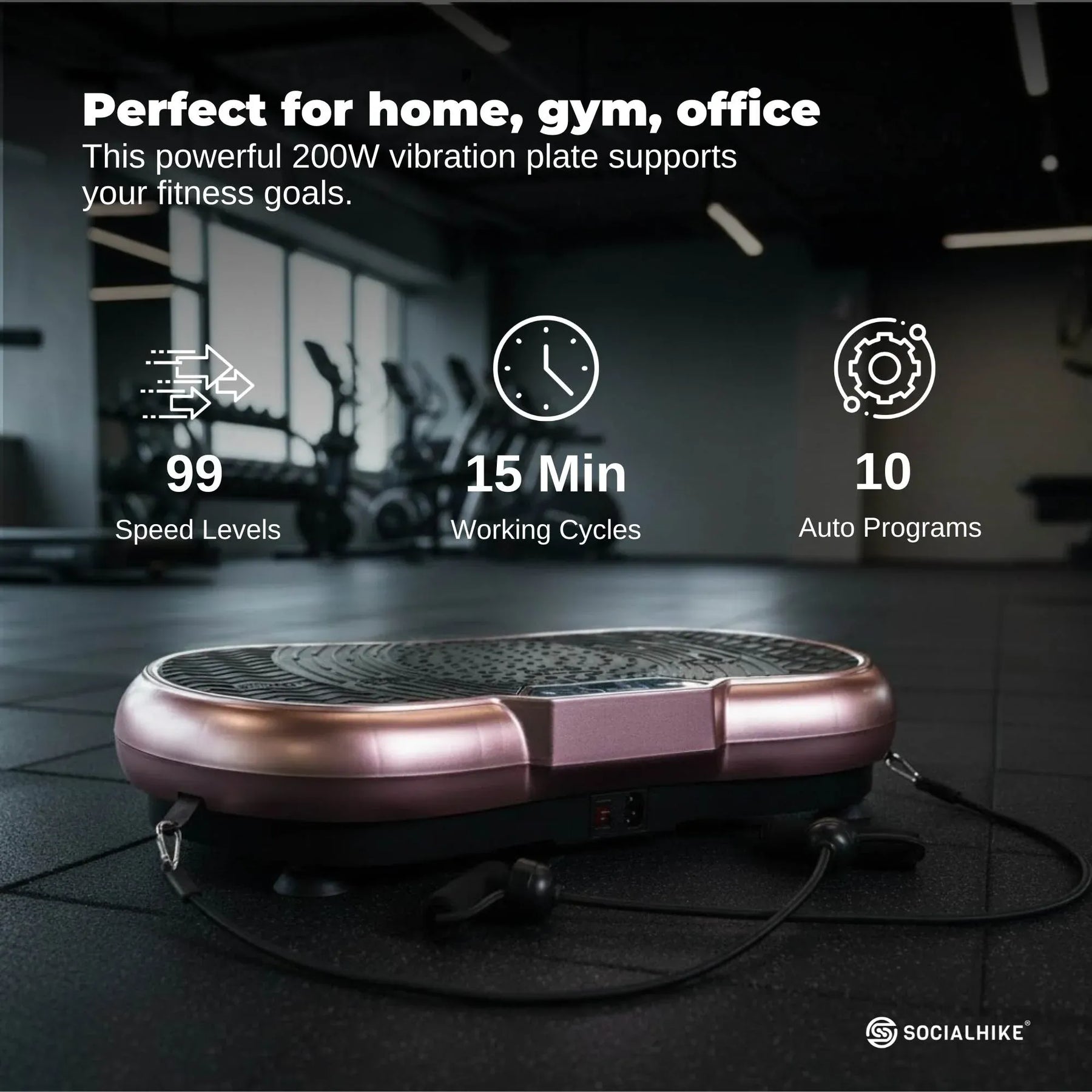 Social Hike 68cm Vibration Plate Machine Full Body Workout Platform Rose