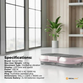 Social Hike 68cm Vibration Plate Machine Full Body Workout Platform Rose
