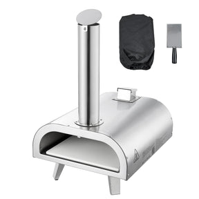 12" Outdoor Wood Fired Pizza Oven Portable with Thermometer, Pizza Stone & Carry Bag