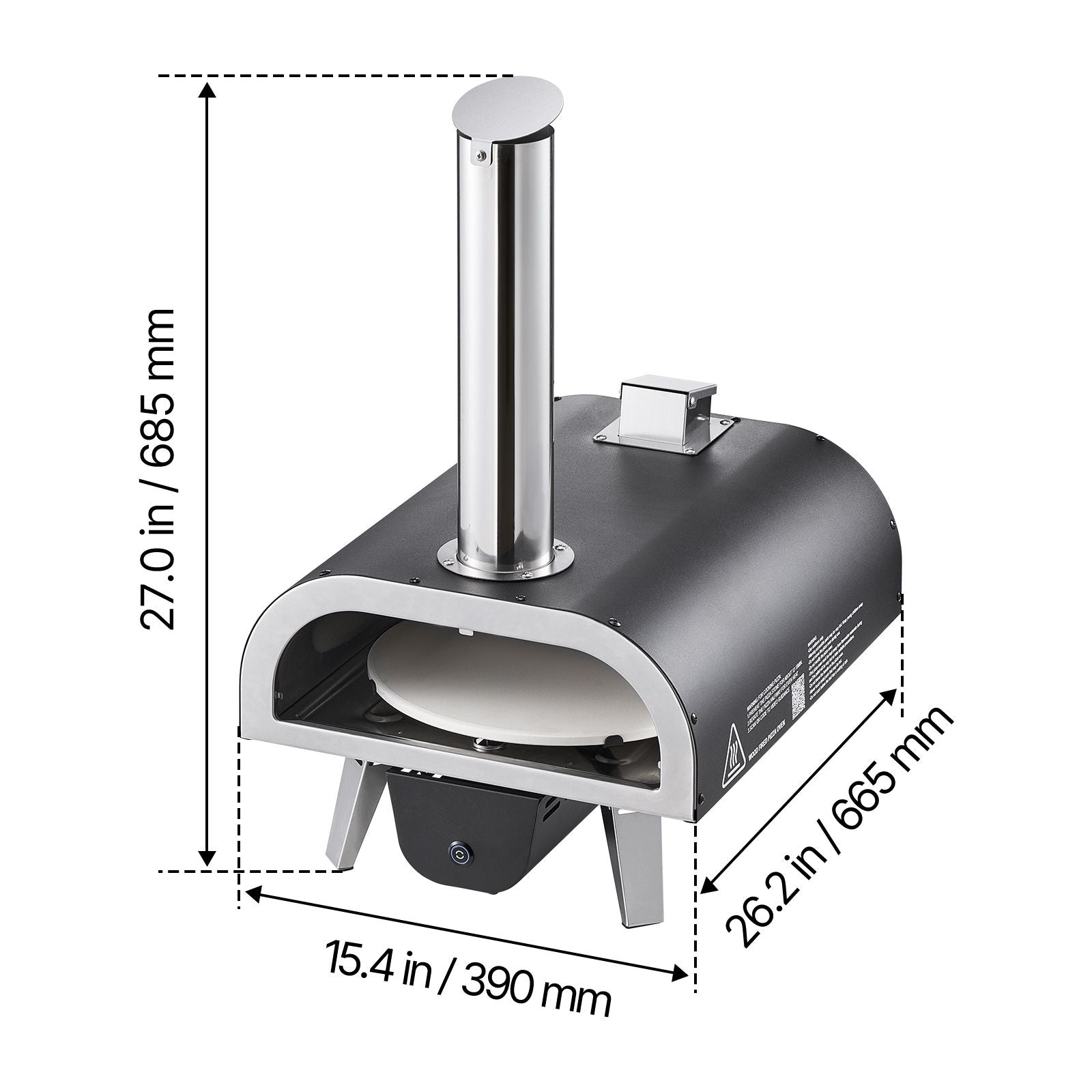 Outdoor Wood Fired Pizza Oven 12" Portable with Pizza Stone & Carry Bag