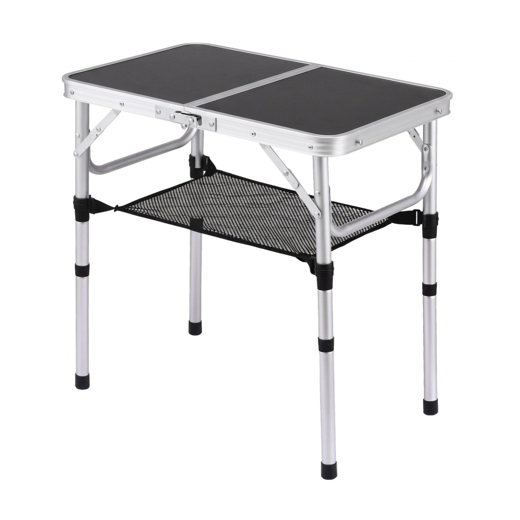 Weisshorn Folding Camping Table Adjustable Aluminium 60 x 40 cm Black