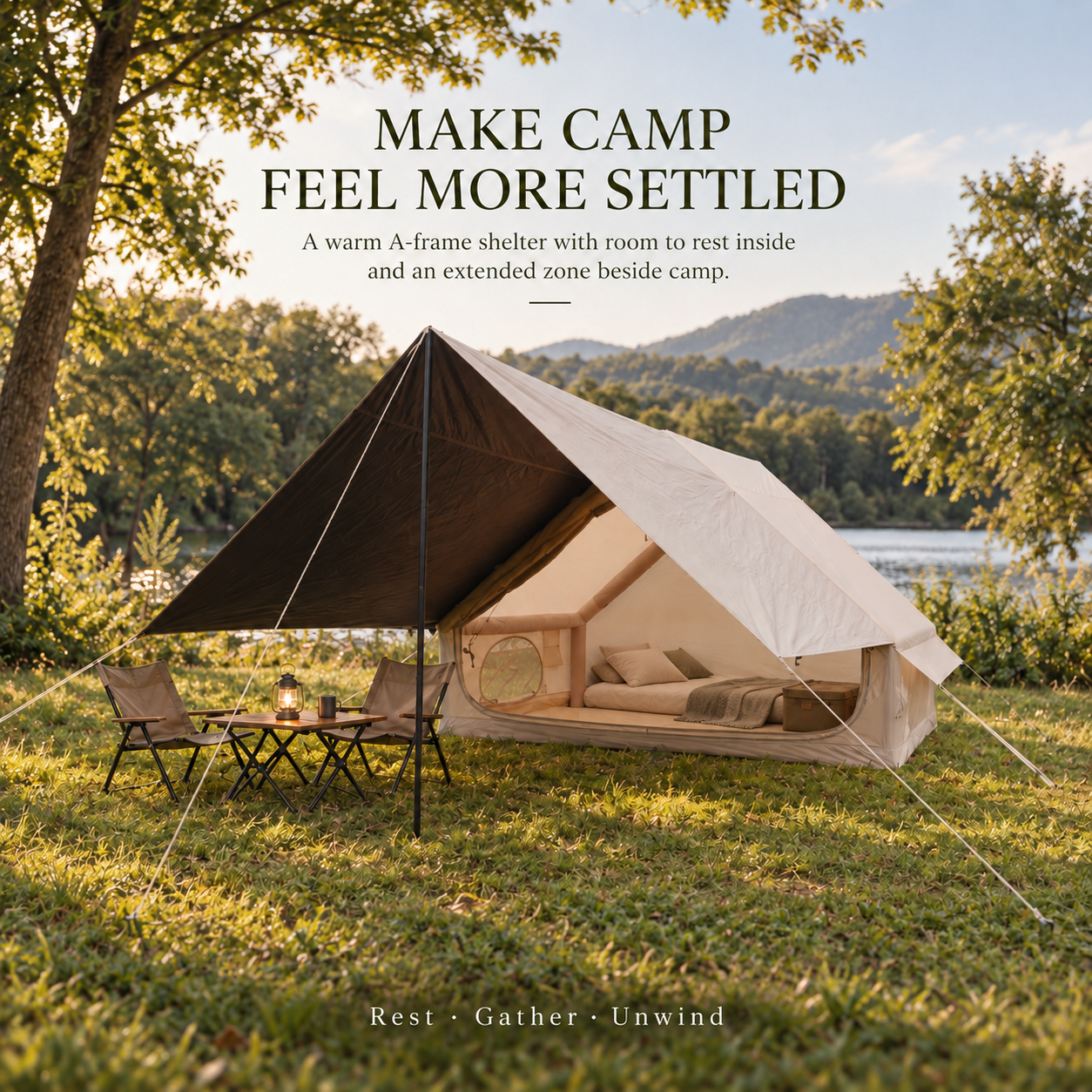 Weisshorn Inflatable A-Frame Tent with Extended Side Awning Basecamp Shelter
