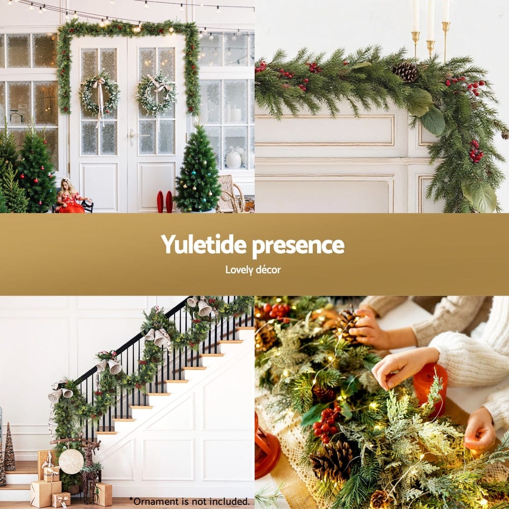 Jingle Jollys 3M Christmas Garland Pre-lit LED with Pine Cones Xmas Decor Green