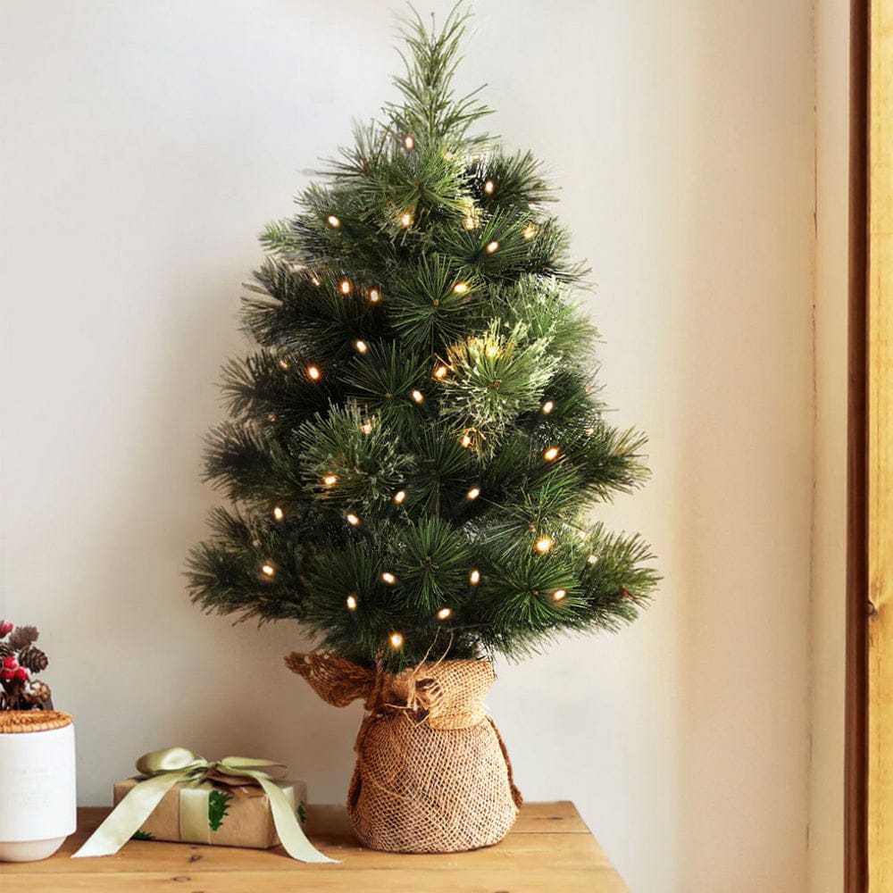 Jingle Jollys Christmas Tree 60CM Mini Tabletop 8 Light Modes Timer Xmas Tree