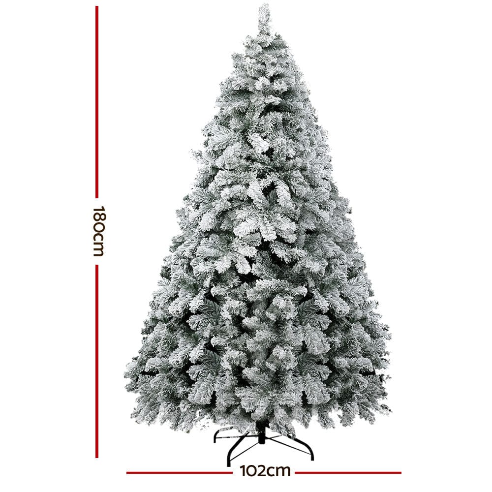 Jingle Jollys Christmas Tree 1.8m Snow Flocked Xmas Tree Decorations 468 Tips