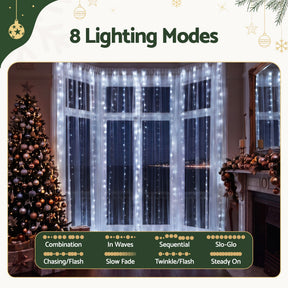 Jingle Jollys 6X3M Christmas Lights Curtain Light Cool White 600 LED